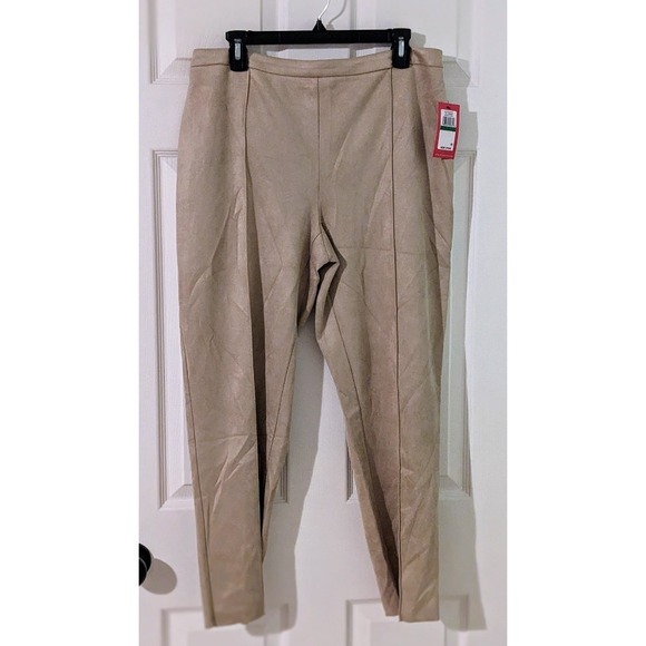 Vince Camuto Faux Suede Pants Pull On Stretch Career Casual Latte Large NWT $79 - Picture 3 of 11